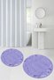 Printed Non-Slip Base Washable Round Bath Mat Set of 2 Toilet Seat Covers - 9