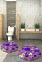 Digital Printed 3D Washable Round Bath Mat Set of 2 Toilet Seat Covers - 6
