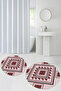 Printed Non-Slip Base Washable Round Bath Mat Set of 2 Toilet Seat Covers - 7
