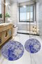 Printed Non-Slip Base Washable Round Bath Mat Set of 2 Toilet Seat Covers - 9