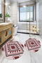 Printed Non-Slip Base Washable Round Bath Mat Set of 2 Toilet Seat Covers - 6