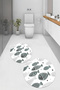 Printed Non-Slip Base Washable Fish Pattern Round Bath Mat Set of 2 Toilet Seat Covers - 7