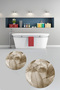 Printed Washable Flower Pattern Round Bath Mat Set of 2 Toilet Seat Covers - 8