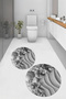 Digital Printed 3D Non-Slip Base Washable Round Bathroom Mat Set of 2 Toilet Seat Covers - 6