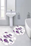 Printed Non-Slip Base Washable Fish Pattern Round Bath Mat Set of 2 Toilet Seat Covers - 3