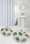 Printed Washable Cactus Pattern Round Bath Mat Set of 2 Toilet Seat Covers - 5