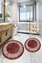 Printed Non-Slip Base Washable Framed Round Bathroom Mat Set of 2 Toilet Mats - 6