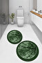 Printed Non-Slip Base Washable Round Bath Mat Set of 2 Toilet Seat Covers - 4