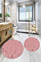 Printed Non-Slip Base Washable Round Bath Mat Set of 2 Toilet Seat Covers - 7