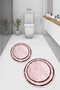 Printed Non-Slip Base Washable Framed Round Bathroom Mat Set of 2 Toilet Mats