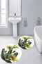 Printed Washable Cactus Pattern Round Bath Mat Set of 2 Toilet Seat Covers - 3