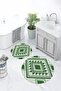 Printed Non-Slip Base Washable Round Bath Mat Set of 2 Toilet Seat Covers - 3