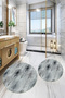 Digital Non-Slip Base Washable Floral Round Bathroom Mat Set of 2 Toilet Seat Covers - 3