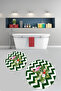 Printed Washable Flower Pattern Round Bath Mat Set of 2 Toilet Seat Covers - 9