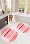 Printed Non-Slip Base Washable Round Bath Mat Set of 2 Toilet Seat Covers - 6