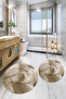 Printed Washable Flower Pattern Round Bath Mat Set of 2 Toilet Seat Covers - 4