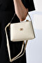 Cream Denim Textured Small Size Women's Bag Single Eyed Cross Strap Shoulder and Hand Bag - 2