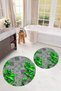 Digital Non-Slip Base Washable Floral Round Bathroom Mat Set of 2 Toilet Seat Covers - 9