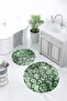 Printed Non-Slip Base Washable Round Bath Mat Set of 2 Toilet Seat Covers - 5