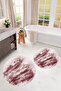 3D Printed Non-Slip Base Washable Round Bath Mat Set of 2 Toilet Seat Covers - 3