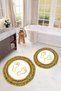 Non-Slip Base Washable Footprint Pattern Round Bathroom Mat Set of 2 Toilet Mats - 5