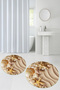 Digital Printed 3D Non-Slip Base Washable Round Bathroom Mat Set of 2 Toilet Seat Covers - 5