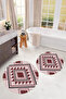 Printed Non-Slip Base Washable Round Bath Mat Set of 2 Toilet Seat Covers - 4