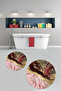 Non-Slip Base Washable Marble Pattern Round Bathroom Mat Set of 2 Toilet Mats