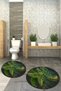 Digital Non-Slip Base Washable Floral Round Bathroom Mat Set of 2 Toilet Seat Covers - 5