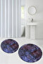 Digital Printed Base Washable Round Bath Mat Set of 2 Toilet Seat Covers - 2