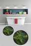 Digital Non-Slip Base Washable Floral Round Bathroom Mat Set of 2 Toilet Seat Covers - 7