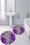 Digital Non-Slip Base Washable Floral Round Bathroom Mat Set of 2 Toilet Seat Covers