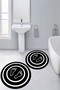 Non-Slip Base Washable Footprint Pattern Round Bathroom Mat Set of 2 Toilet Mats - 5