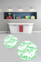 Printed Washable Flower Pattern Round Bath Mat Set of 2 Toilet Seat Covers - 8