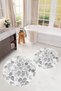 Digital Printed 3D Washable Round Bath Mat Set of 2 Toilet Seat Covers - 9