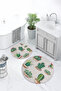 Printed Washable Cactus Pattern Round Bath Mat Set of 2 Toilet Seat Covers