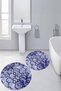 Printed Non-Slip Base Washable Round Bath Mat Set of 2 Toilet Seat Covers - 7