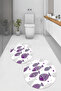 Printed Non-Slip Base Washable Fish Pattern Round Bath Mat Set of 2 Toilet Seat Covers - 7