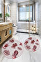 Printed Washable Cactus Pattern Round Bath Mat Set of 2 Toilet Seat Covers - 4