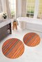 Printed Non-Slip Base Washable Round Bath Mat Set of 2 Toilet Seat Covers - 6