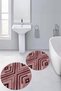 Printed Non-Slip Base Washable Round Bath Mat Set of 2 Toilet Seat Covers - 9