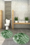Digital Printed 3D Non-Slip Base Washable Round Bathroom Mat Set of 2 Toilet Seat Covers - 6