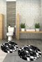 Printed Non-Slip Base Washable Round Bath Mat Set of 2 Toilet Seat Covers - 4