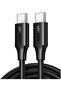 كابل USB من النوع C إلى USB من النوع C، موديل US300، بقدرة 100 واط، وتيار 5 أمبير، وطول 1 متر أسود - 2