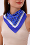 Blue Chain Patterned - Efes Model Scarf Estascarf - 3