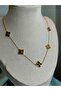 5 Clover Steel Necklace with Zircon Stone - 3