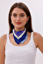 Dark Blue Chain Patterned - Efes Model Scarf Estascarf - 5