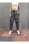 Elastic Waist Carrot Pattern Plaid Trousers