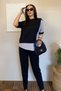 Women's Tie-Detail Shirt-Detail Short Sleeve Top and Carrot Pants Two-Piece Modal Set