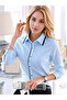 Light Blue Cotton Satin Lycra Slim Fit Women's Shirt